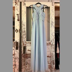 Azazie Floor Length Chiffon Gown, Color Sky Blue, Size 2, New With Tags Attached